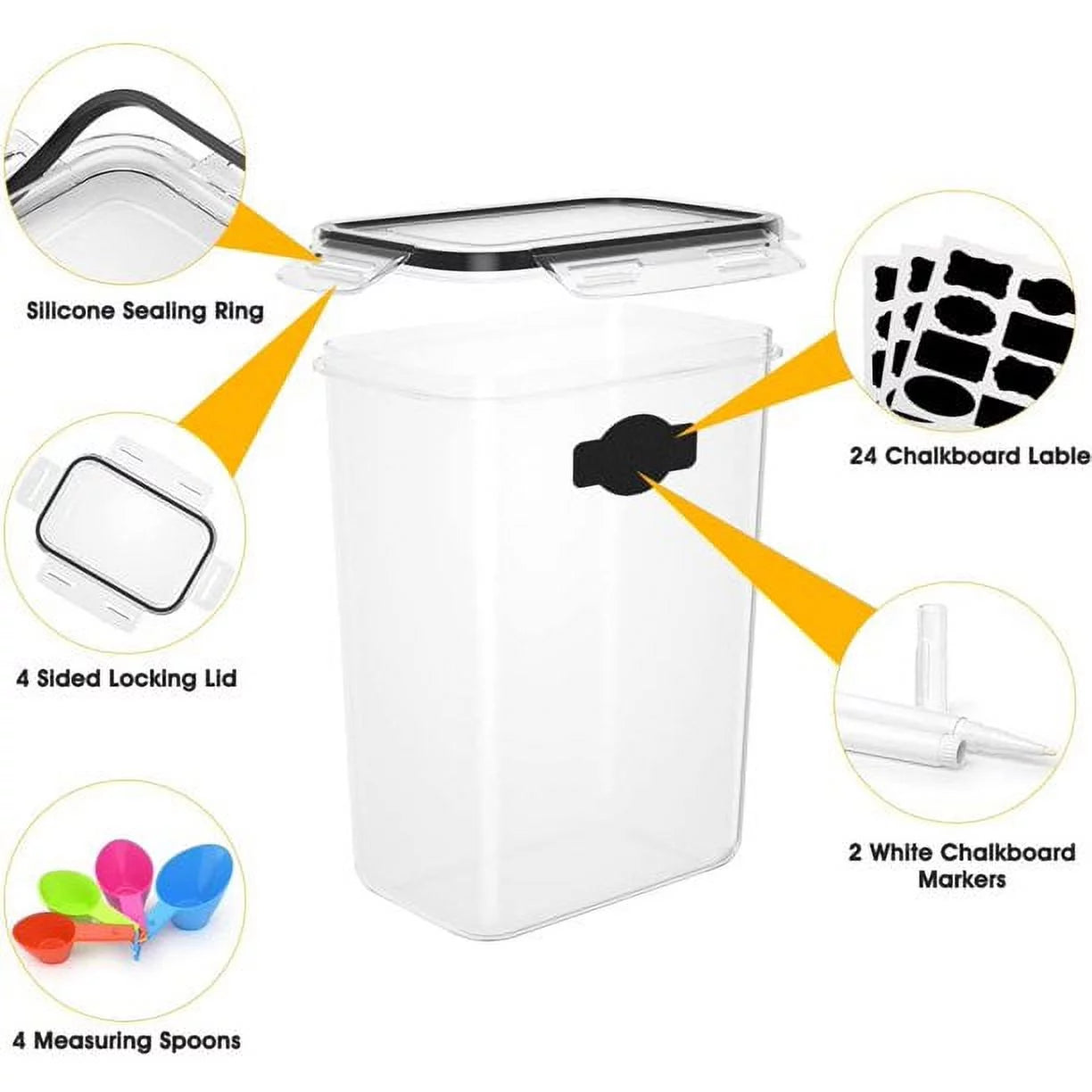 14 PCS Kitchen Storage Containers with Lids for Flour, Cereal Kitchen Containers ,Transparent Food Storage Containers