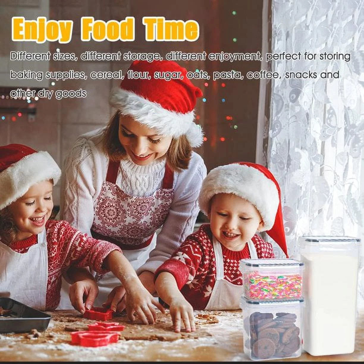14 PCS Kitchen Storage Containers with Lids for Flour, Cereal Kitchen Containers ,Transparent Food Storage Containers