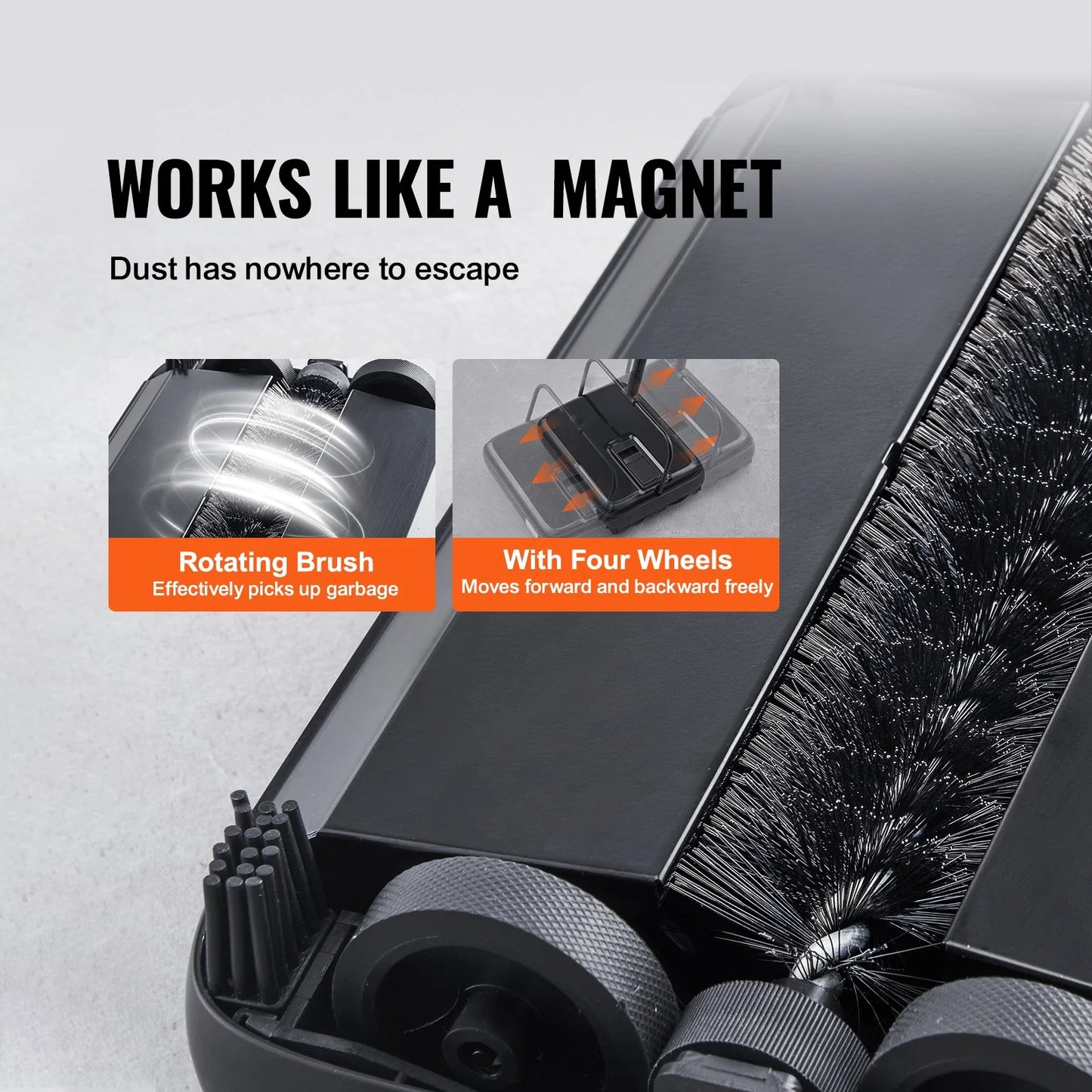 Carpet Sweeper for Home Office Rugs Hardwood Surfaces Wood Floors Laminate, Cleans Dust Pet Hair