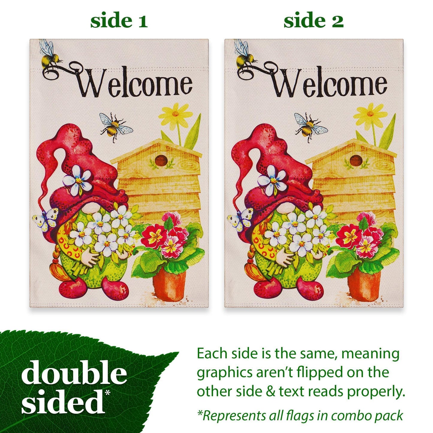 Garden Flag Set Seasonal Gnomes 12X18 4 Pieces Blockout Fabric