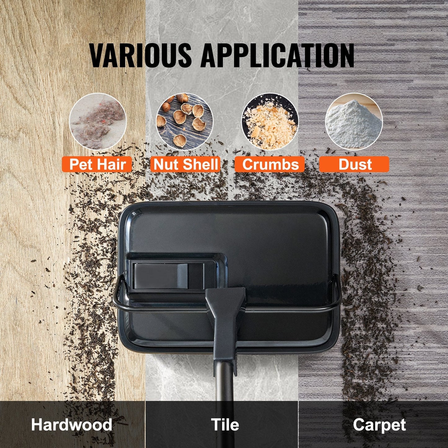 Carpet Sweeper for Home Office Rugs Hardwood Surfaces Wood Floors Laminate, Cleans Dust Pet Hair