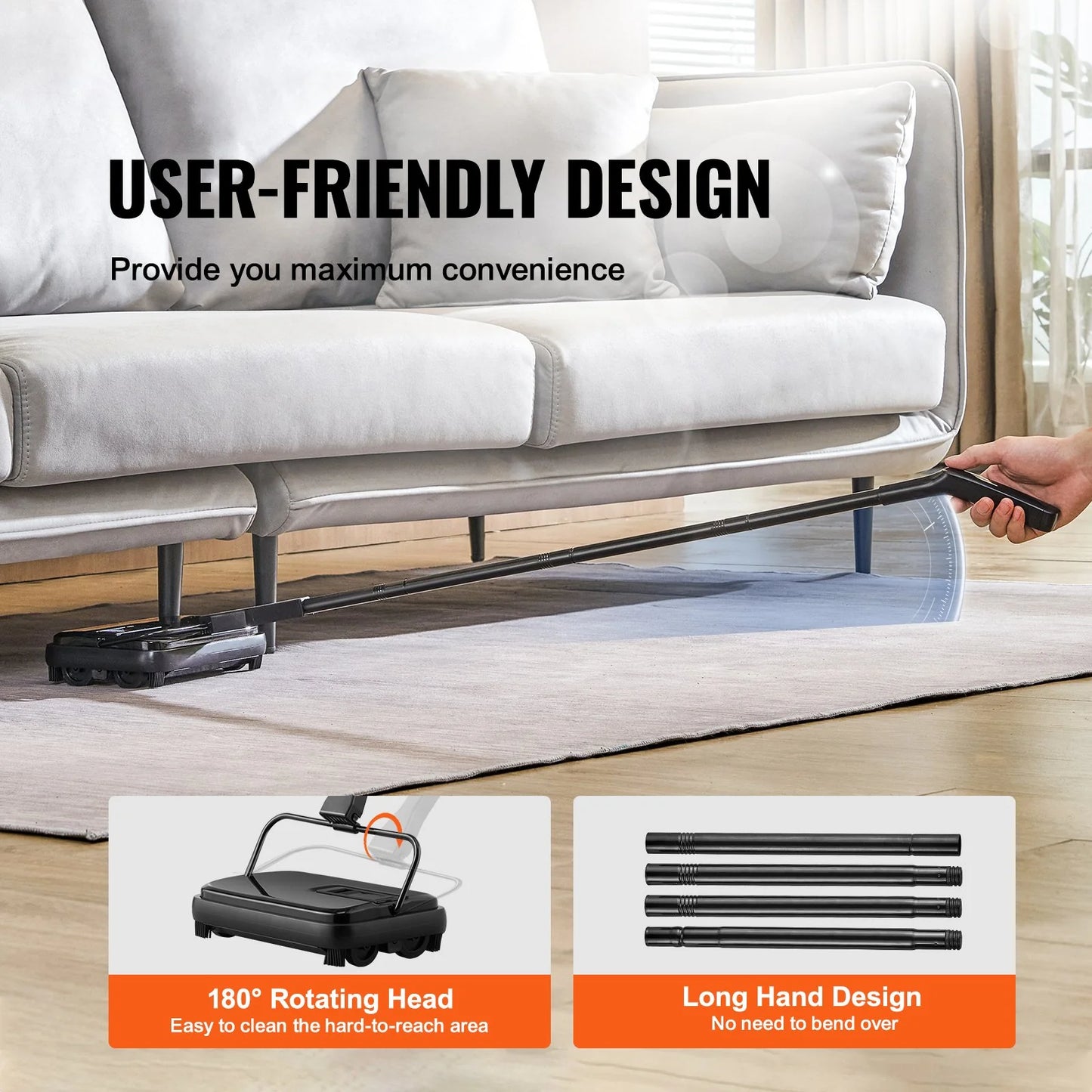Carpet Sweeper for Home Office Rugs Hardwood Surfaces Wood Floors Laminate, Cleans Dust Pet Hair
