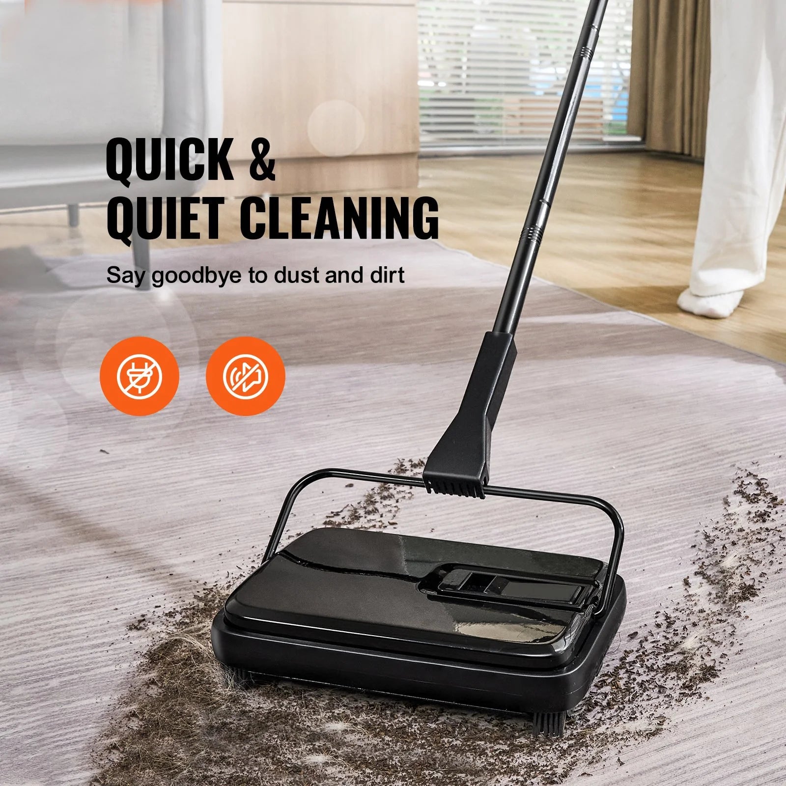 Carpet Sweeper for Home Office Rugs Hardwood Surfaces Wood Floors Laminate, Cleans Dust Pet Hair