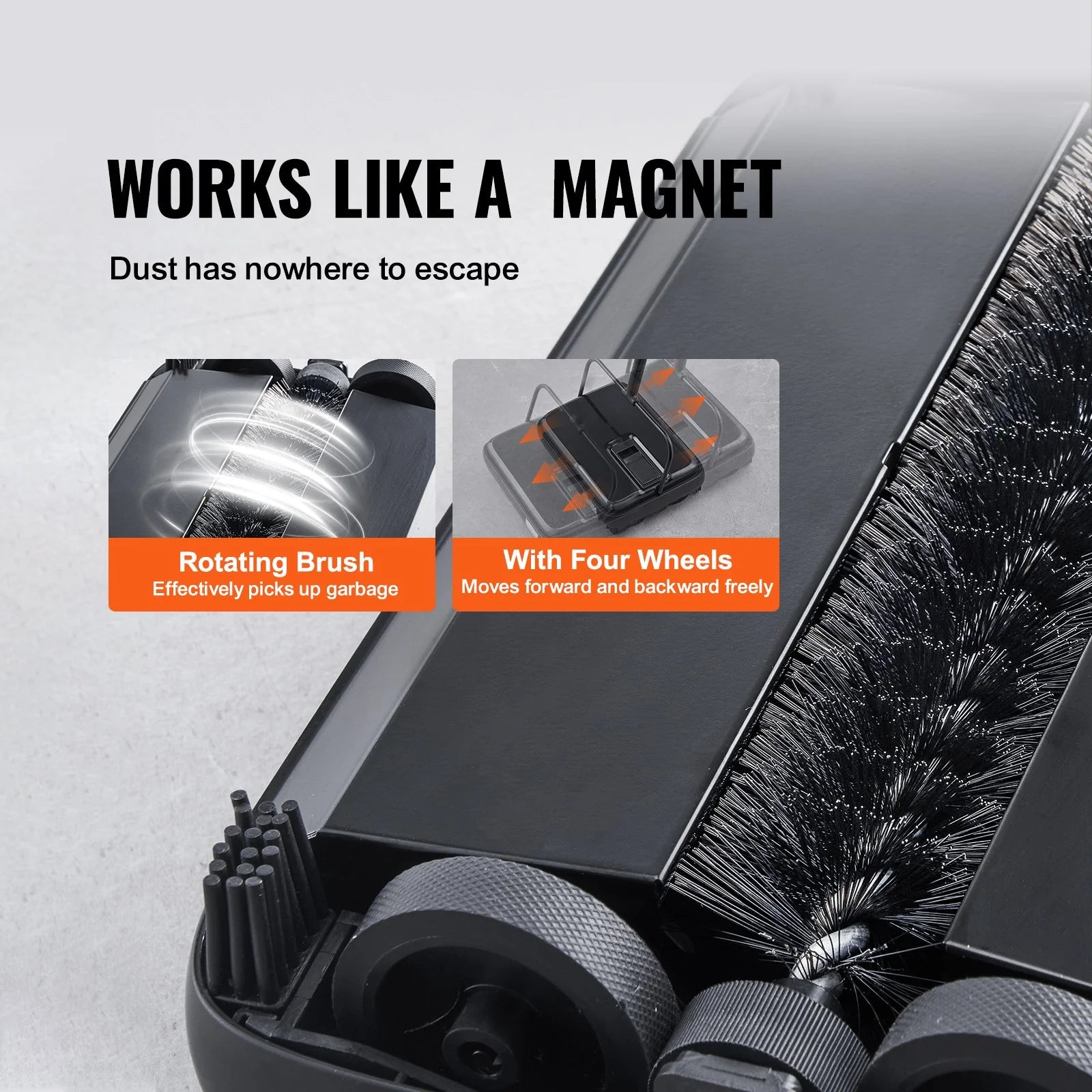 Carpet Sweeper for Home Office Rugs Hardwood Surfaces Wood Floors Laminate, Cleans Dust Pet Hair