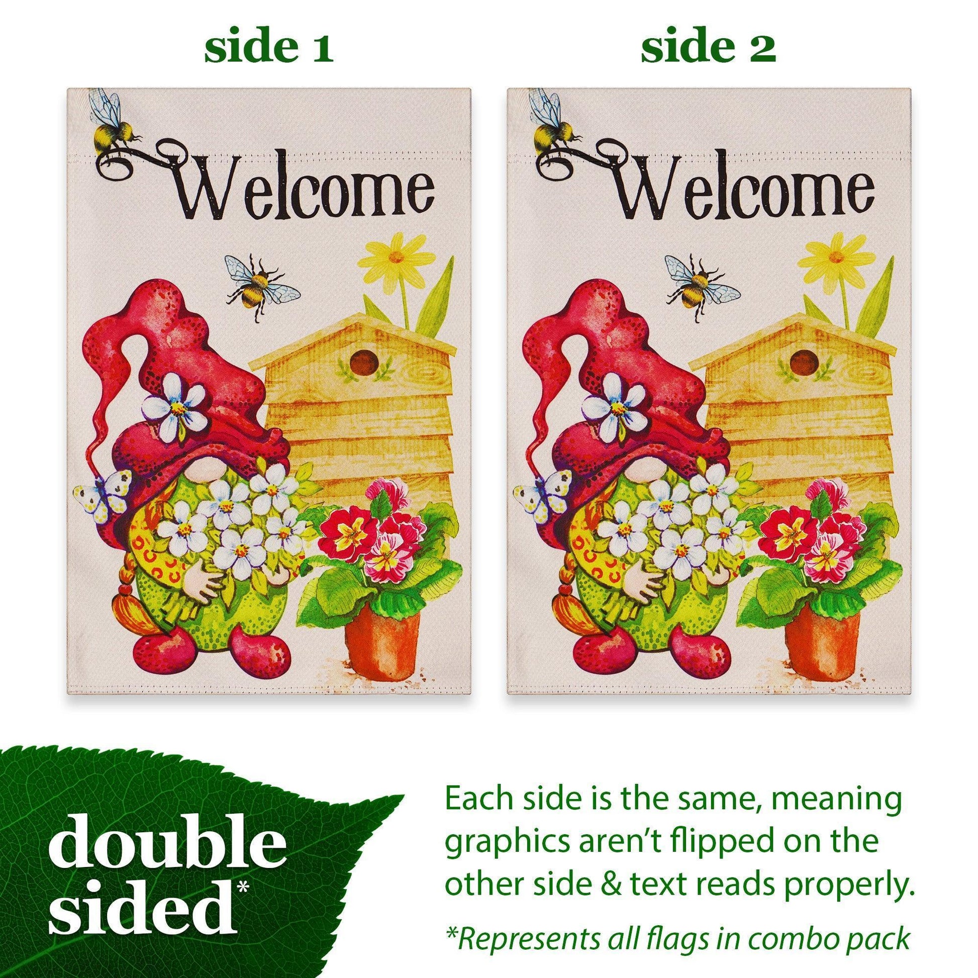 Garden Flag Set Seasonal Gnomes 12X18 4 Pieces Blockout Fabric